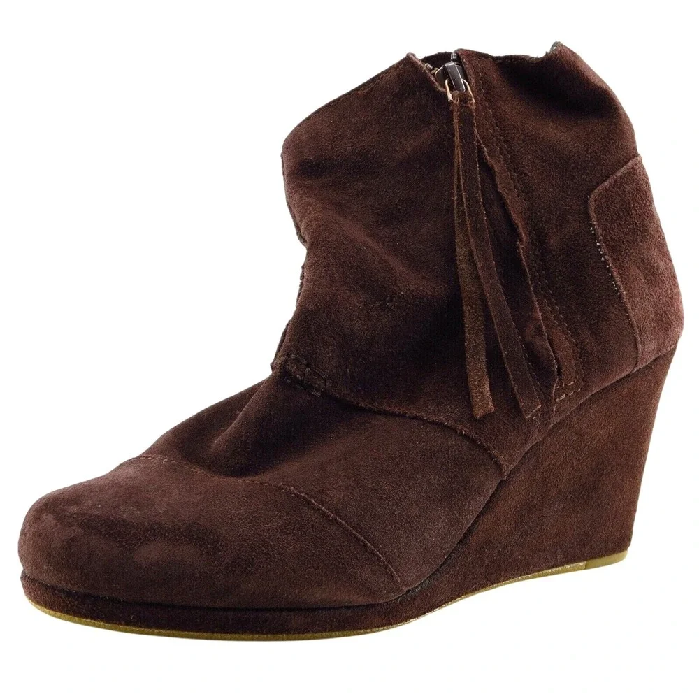 Toms Size 7.5 M Purple Short Boots Synthetic‎ Zip Boots
